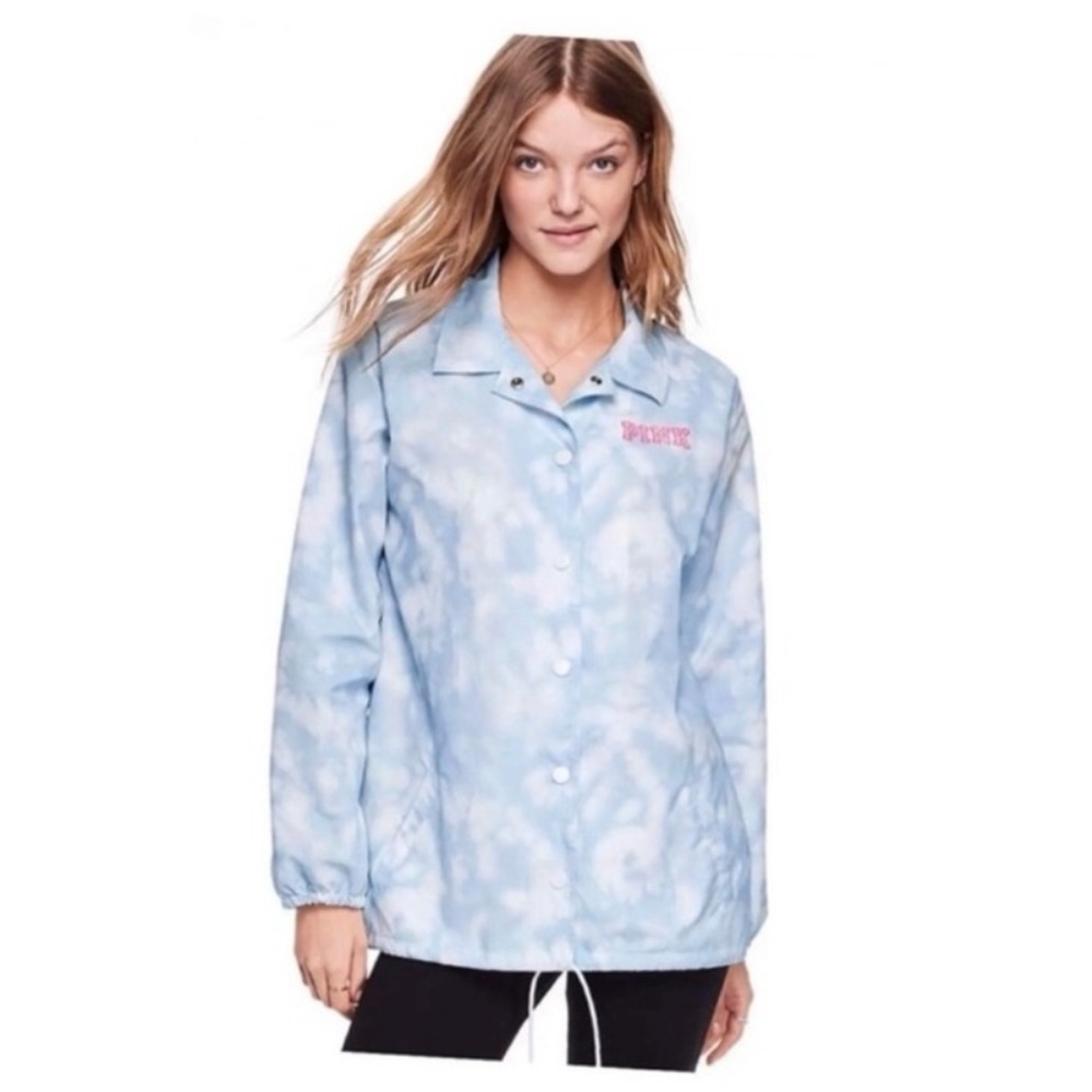 Victorias Secret Pink Snap Front Jacket Windbreaker Tunic. NWT